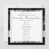 Invitation sweet sixteen noir et argent (Dos)