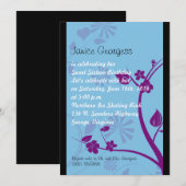 Invitation Sweet sixteen NOIR ET BLEU (Devant / Derrière)