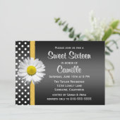 Invitation Sweet sixteen noir et jaune (Debout devant)