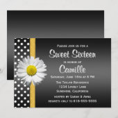 Invitation Sweet sixteen noir et jaune (Devant / Derrière)
