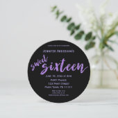 Invitation Sweet sixteen noir violet (Debout devant)