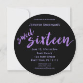 Invitation Sweet sixteen noir violet (Devant)