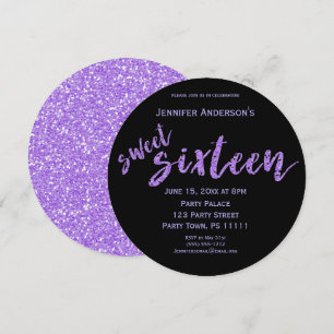 Invitation Sweet sixteen noir violet