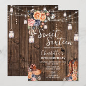 Invitation Sweet sixteen occidental rustique (Devant / Derrière)
