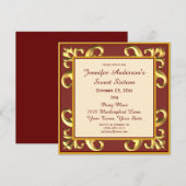 Invitation Sweet sixteen or rouge (Devant / Derrière)