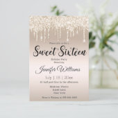 Invitation sweet sixteen parties scintillant à goutte d'or ch (Debout devant)