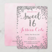Invitation Sweet sixteen Parties scintillant Argent Invitatio (Devant / Derrière)