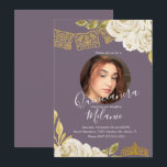 Invitation Sweet sixteen Parties scintillant ivoire Faux Flor<br><div class="desc">Quince Sweet sixteen mexicain Papel Picado avec florale d'ivoire d'aquarelle. Ajouter votre propre photo</div>