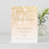 Invitation Sweet sixteen Party Gold Bokeh (Debout devant)