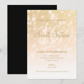Invitation Sweet sixteen Party Gold Bokeh (Devant / Derrière)
