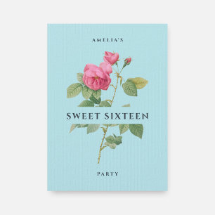 Invitation Sweet sixteen Pastel Blue Floral fête d'anniversai