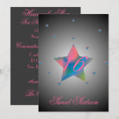 Invitation Sweet sixteen-Personnaliser étoile céleste (Devant / Derrière)