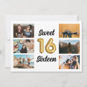 Invitation Sweet sixteen Photo Collage fête d'anniversaire (Devant)