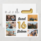 Invitation Sweet sixteen Photo Collage fête d'anniversaire (Devant / Derrière)