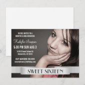 Invitation Sweet sixteen photo complète fête d'anniversaire (Devant / Derrière)