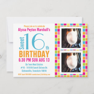 Invitation Sweet sixteen photo de couleurs de bonbons