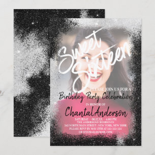 Invitation Sweet sixteen photo de la Parties scintillant en a