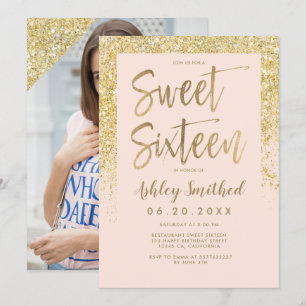 Invitation sweet sixteen photo rose brillant de la parties sc