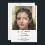 Invitation Sweet sixteen photo simple fête d'anniversaire<br><div class="desc">16e anniversaire. Photo. Invitation de fête. Simple. Sweet sixteen. Option de téléchargement numérique. Invitation imprimable. 16 invitation anniversaire.</div>