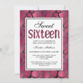 Invitation Sweet sixteen Poster de animal rose chaud fête d'a (Devant)