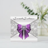 Invitation Sweet sixteen pourpre blanc Satin Damas (Debout devant)