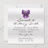 Invitation Sweet sixteen pourpre blanc Satin Damas (Dos)