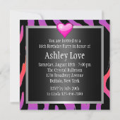 Invitation Sweet sixteen pourpre de zèbre de hippie (Dos)