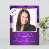 Invitation Sweet sixteen pourpre et noir (Debout devant)