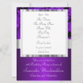 Invitation Sweet sixteen pourpre et noir (Dos)