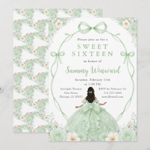 Invitation Sweet Sixteen Princesse Florale Verte