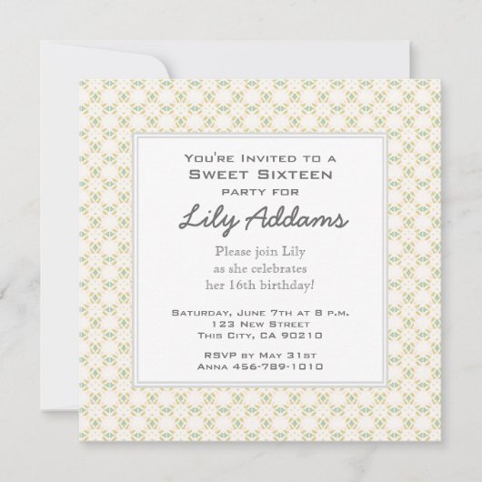 Invitation Sweet sixteen rétro - Crème (Devant)