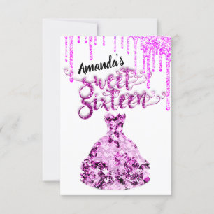 Invitation Sweet sixteen Robe Parties scintillant Drift Rose 