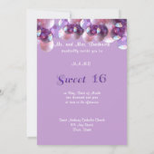 Invitation Sweet sixteen Robe violet Fleurs Gâteau (Dos)