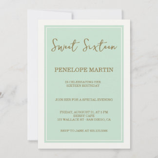 Invitation Sweet sixteen romantique glamor - aqua
