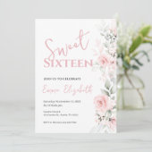 Invitation Sweet sixteen rose (Debout devant)