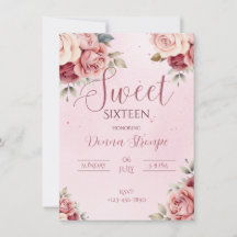 Invitation Sweet sixteen rose