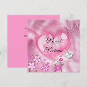 Invitation Sweet sixteen rose 16e fête d'anniversaire (Devant / Derrière)