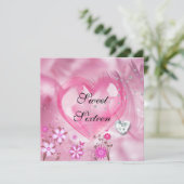 Invitation Sweet sixteen rose 16e fête d'anniversaire (Debout devant)