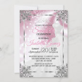 Invitation Sweet sixteen rose avec princesse Gown (Devant)