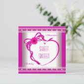 Invitation Sweet sixteen rose blanc 16 Anniversaire Coeur Bow (Debout devant)