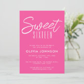 Invitation Sweet sixteen rose chaud moderne 16e anniversaire (Debout devant)
