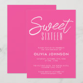 Invitation Sweet sixteen rose chaud moderne 16e anniversaire (Devant / Derrière)
