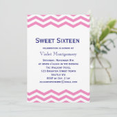 Invitation Sweet sixteen rose Chevron (Debout devant)