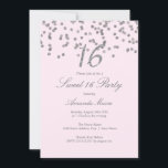 Invitation Sweet sixteen rose Confetti Argent<br><div class="desc">Plus jolie Sweet 16 Invitations dans le Little Bayleigh Store!</div>