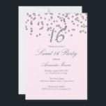 Invitation Sweet sixteen rose Confetti Argent<br><div class="desc">Plus jolie Sweet 16 Invitations dans le Little Bayleigh Store!</div>