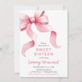 Invitation Sweet sixteen rose Coquette Bow (Devant)