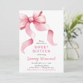 Invitation Sweet sixteen rose Coquette Bow (Debout devant)