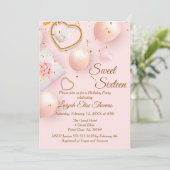 Invitation Sweet sixteen rose et or fête d'anniversaire (Debout devant)