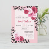 Invitation Sweet sixteen rose et Poster de animal (Debout devant)
