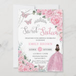 Invitation Sweet sixteen Rose Floral Princesse Argent Anniver<br><div class="desc">Personnalisez cette belle invitation d'anniversaire de sweet sixteen avec sa propre formulation facilement et rapidement,  appuyez simplement sur le bouton customiser pour réorganiser et formater le style et le placement du texte. Objets correspondants disponibles en magasin ! c) Le Happy Cat Studio</div>